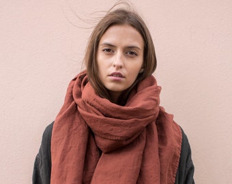 Linen scarf women, linen shawl, oversized scarf, fall scarf, oversized shawl ENJOY