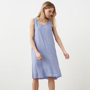 Loose summer linen dress, linen tank dress with pockets OLIVIA image 4