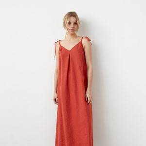 Vestido lencero de lino, vestido veraniego de lino para mujer, vestido largo de lino, vestido de lino, vestido de verano de lino JUVENTUD