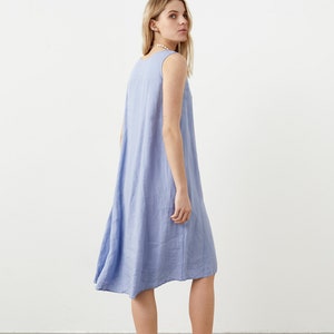 Loose summer linen dress, linen tank dress with pockets OLIVIA image 2