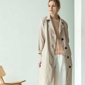 Linen trench coat women, linen coat for women, linen duster, vintage trench coat LEO