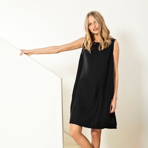 Sleeveless mini linen dress, summer dress, elegant linen dress AUDREY