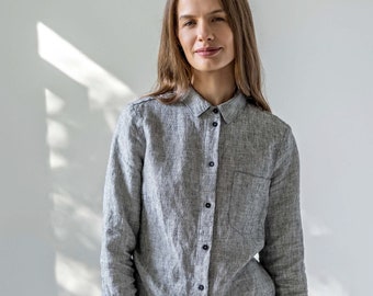 Classic linen shirt, long sleeve linen shirt with classic collar and cuffs, buttoned linen shirt, casual office shirt COMO