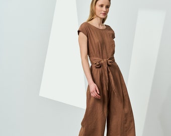 Linen jumpsuit, jumpsuit women, linen overalls, palazzo jumpsuit PEAK