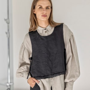 Layered linen vest for women, linen vest top with side ties, open side linen waistcoat MUGO