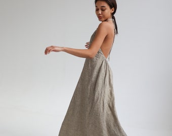 backless linen dress