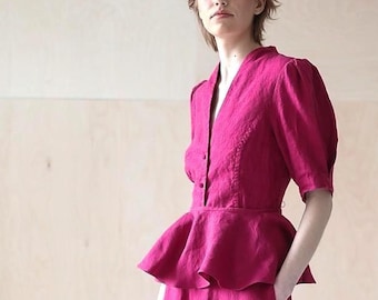 Upcycled bias cut linen apron belt, linen tie belt skirt, Sustainable short linen skirt overlay, Layering accessory tie-on waist belt SWAY