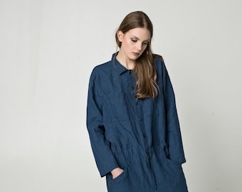 Linen boiler suit, linen overalls women, utility jumpsuit, linen jumpsuit, coveralls MAESTRO