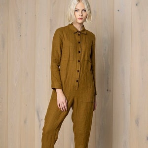 Linen jumpsuit women, boiler suit, linen overalls women, coveralls ROOTS image 6