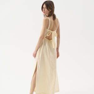 Sizes: S; Ready to ship Linen pinafore dress, square neck linen dress, open back dress, linen beach dress SAHARA