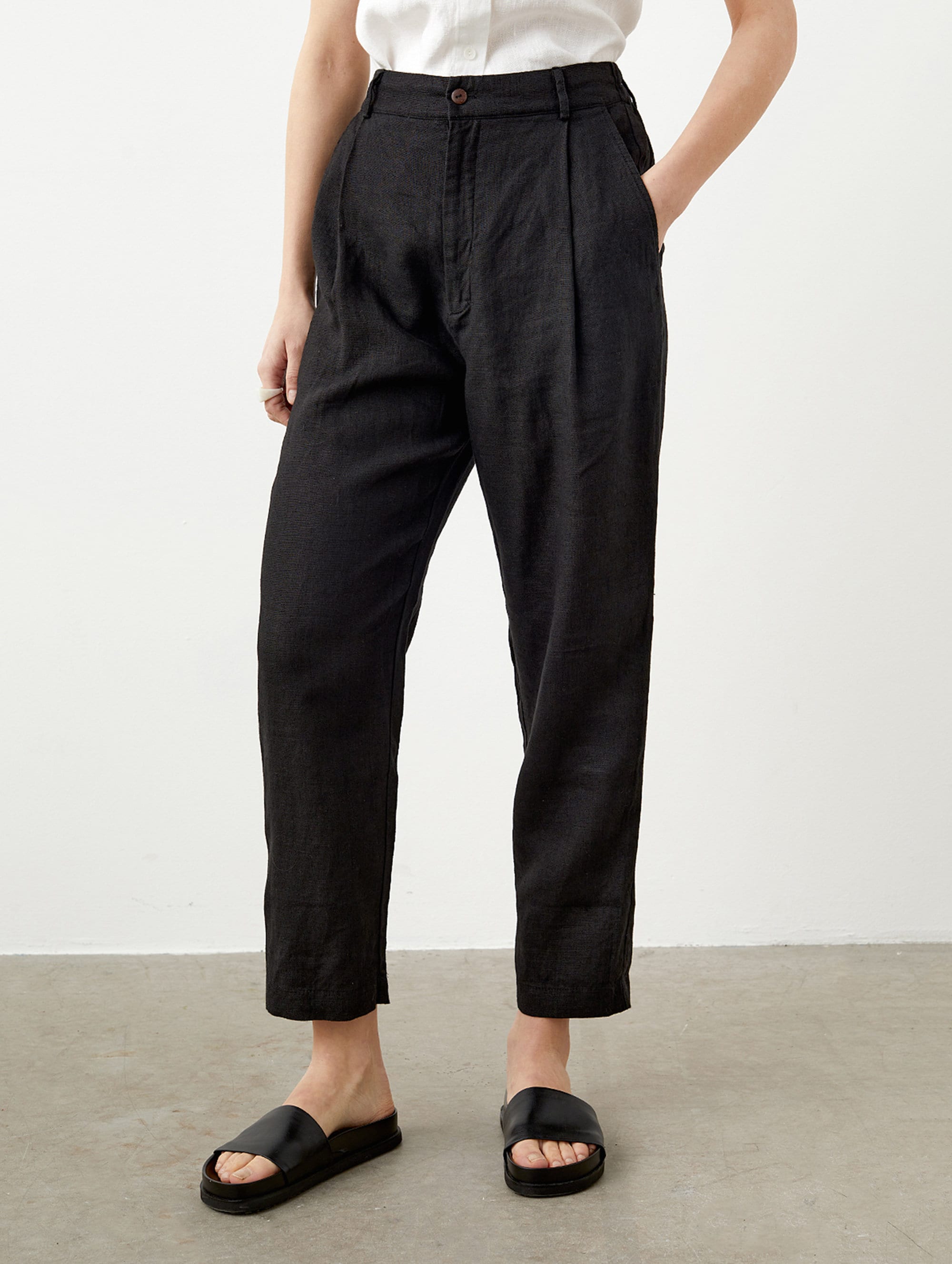 Slightly Tapered Linen Pants / Women Linen Trousers / Available in 50  Colors 