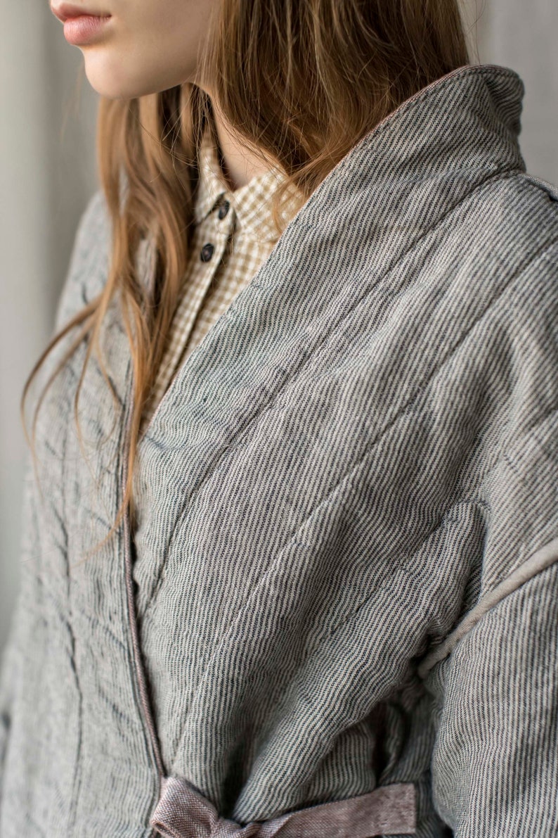 Quilted jacket heavy linen jacket reversible jacket quilted Etsy