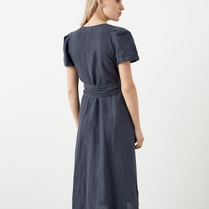 Linen Wrap Dress With Pockets Linen Kimono Dress Short - Etsy