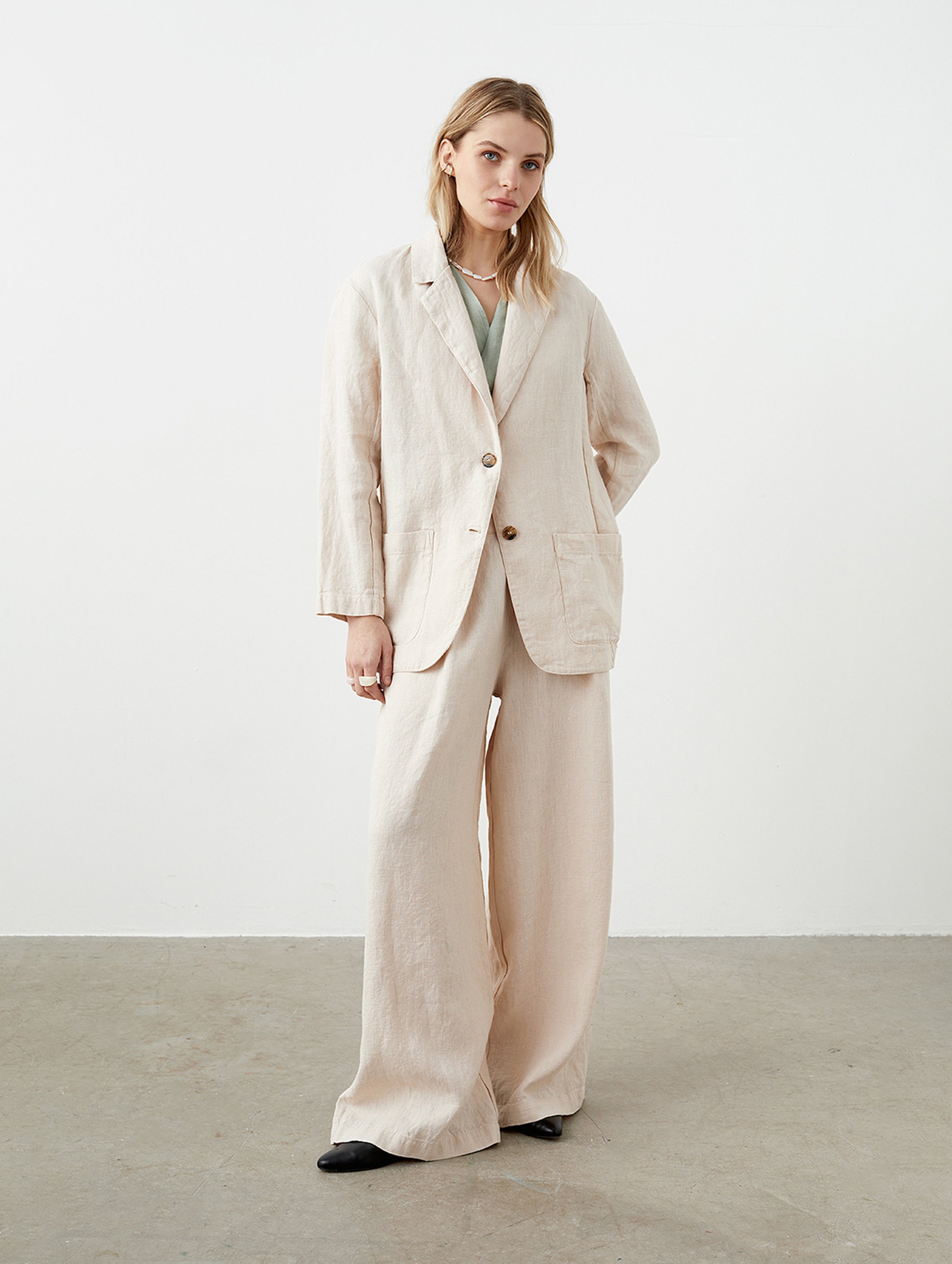 Heavy Linen Cardigan, Oversize Linen Jacket, Loose Fit