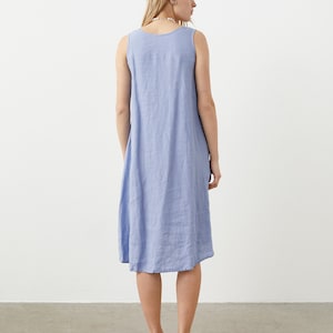 Loose summer linen dress, linen tank dress with pockets OLIVIA image 5