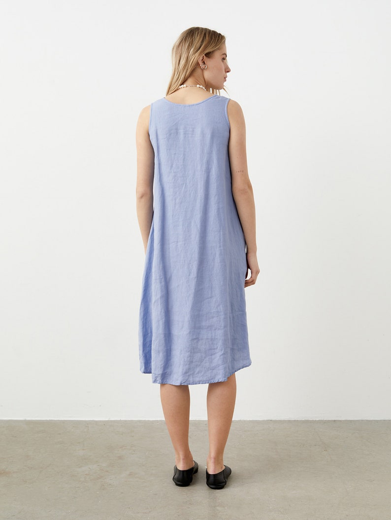 Loose summer linen dress, linen tank dress with pockets OLIVIA image 5