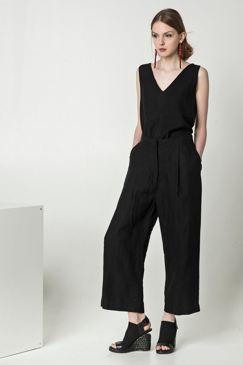 Linen Tank Top With Vneck Sleeveless Linen Top Light Linen Etsy New