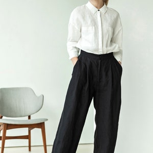 Linen Palazzo Pants Wide Leg Linen Pants High Waist Pants - Etsy