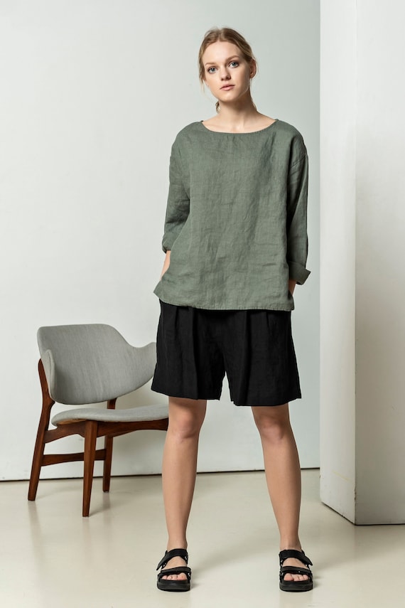 Linen Top Long Sleeve Shirt Organic 