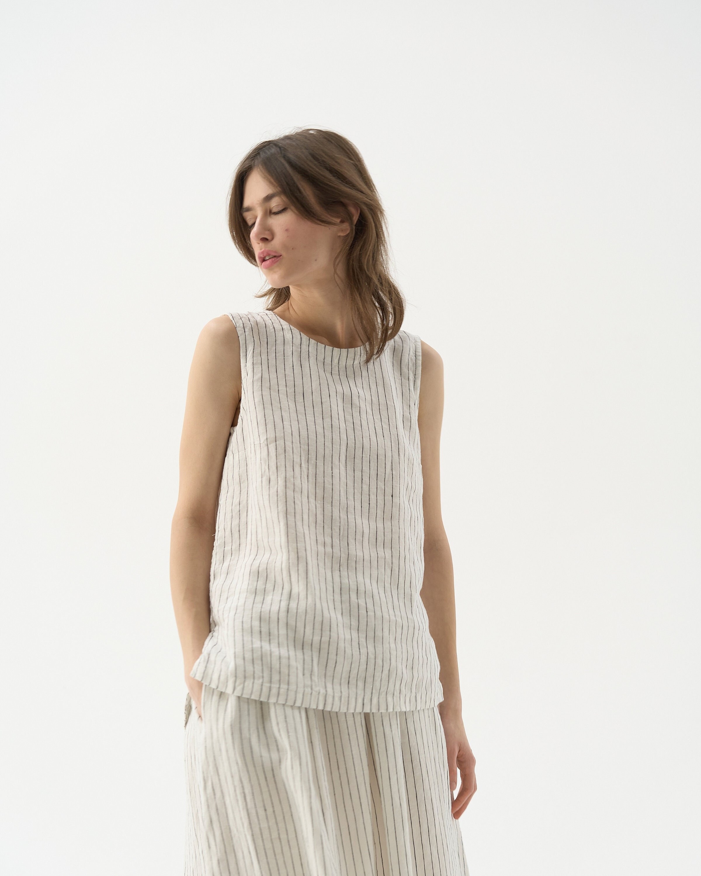 Linen Shirt Women Sleeveless Linen Top 