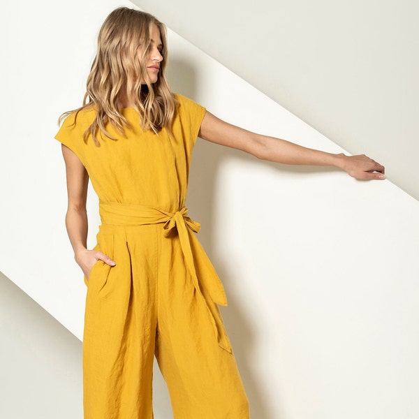 Linnen jumpsuit, jumpsuit dames, linnen overalls, palazzo-jumpsuit PEAK
