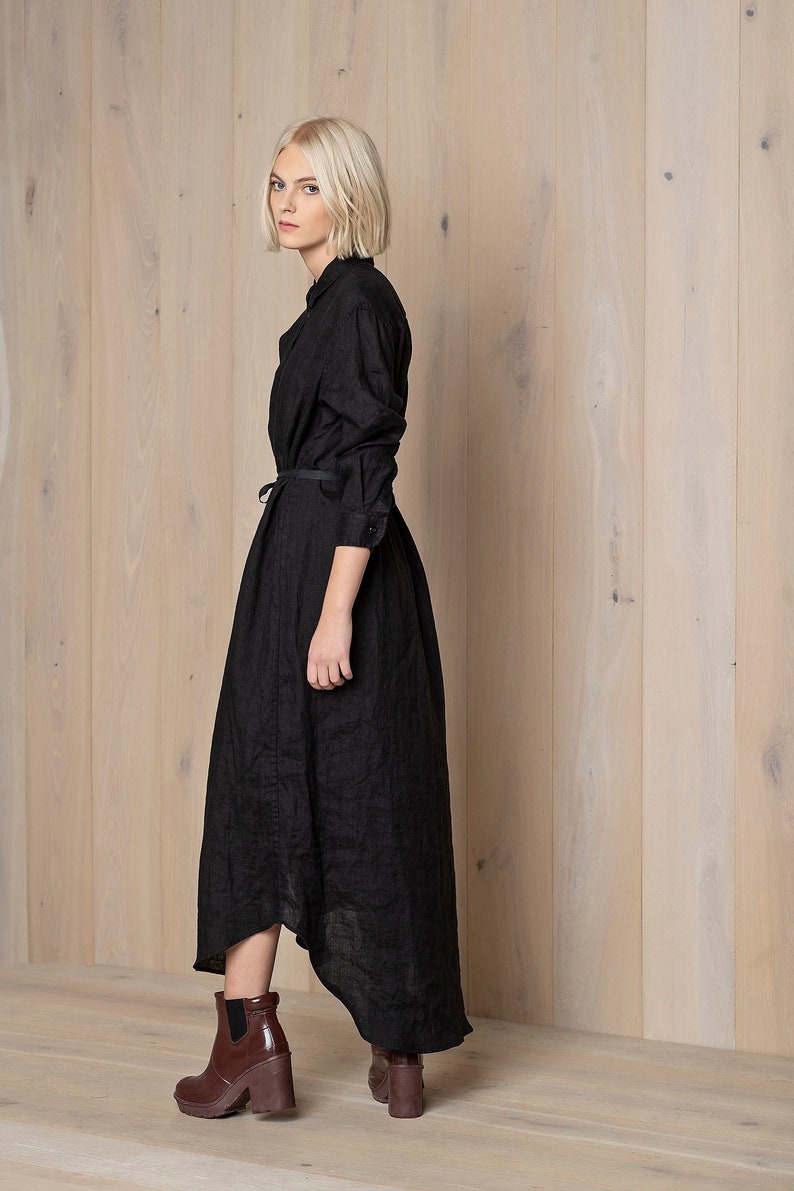 Linen Shirt Dress Linen Maxi Dress Linen Dress Button up Etsy Canada