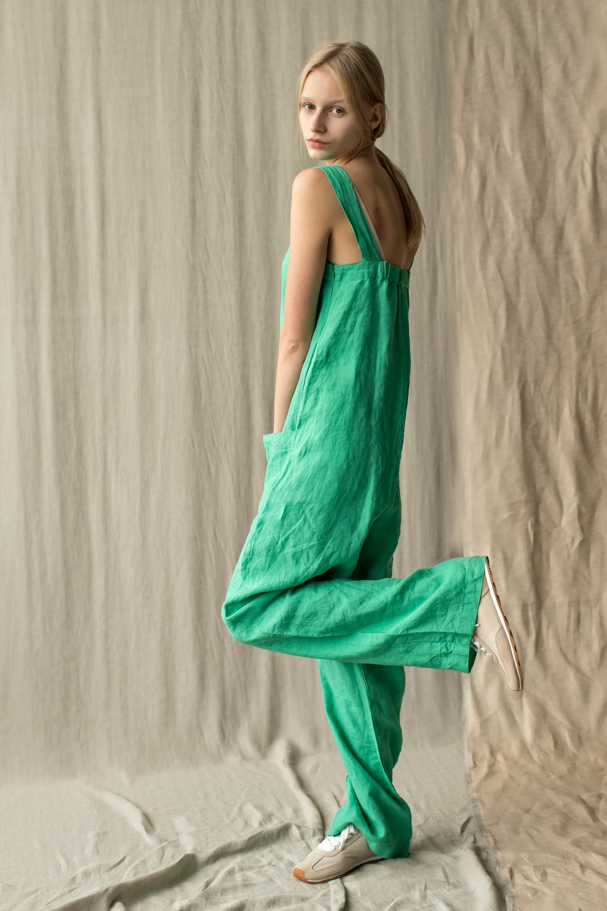 Linen Dungarees Square Neck Linen Overalls Linen Jumpsuit Etsy UK