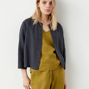 Short Linen Jacket Chanel Style Jacket in Heavy Linen COCO - Etsy
