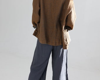 Exclusive Linen Cardigan, Linen Kimono Jacket With Pockets, Linen 