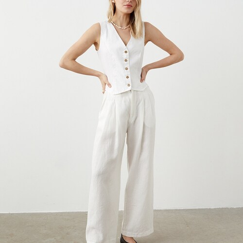 Linen Vest Woman Linen White Vest Top Linen Tank Top Linen - Etsy