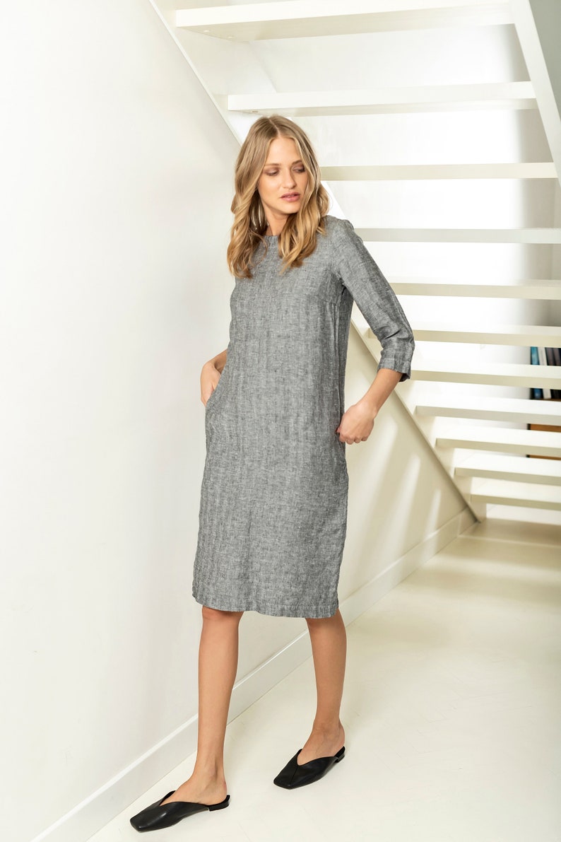 Linen shift dress with pockets Etsy