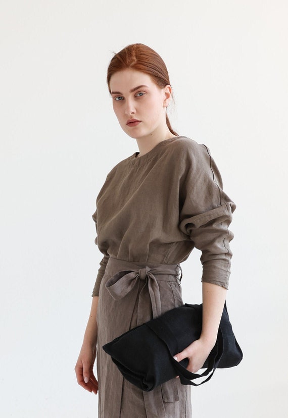 Kimono linen blouse in light linen long sleeves linen top | Etsy