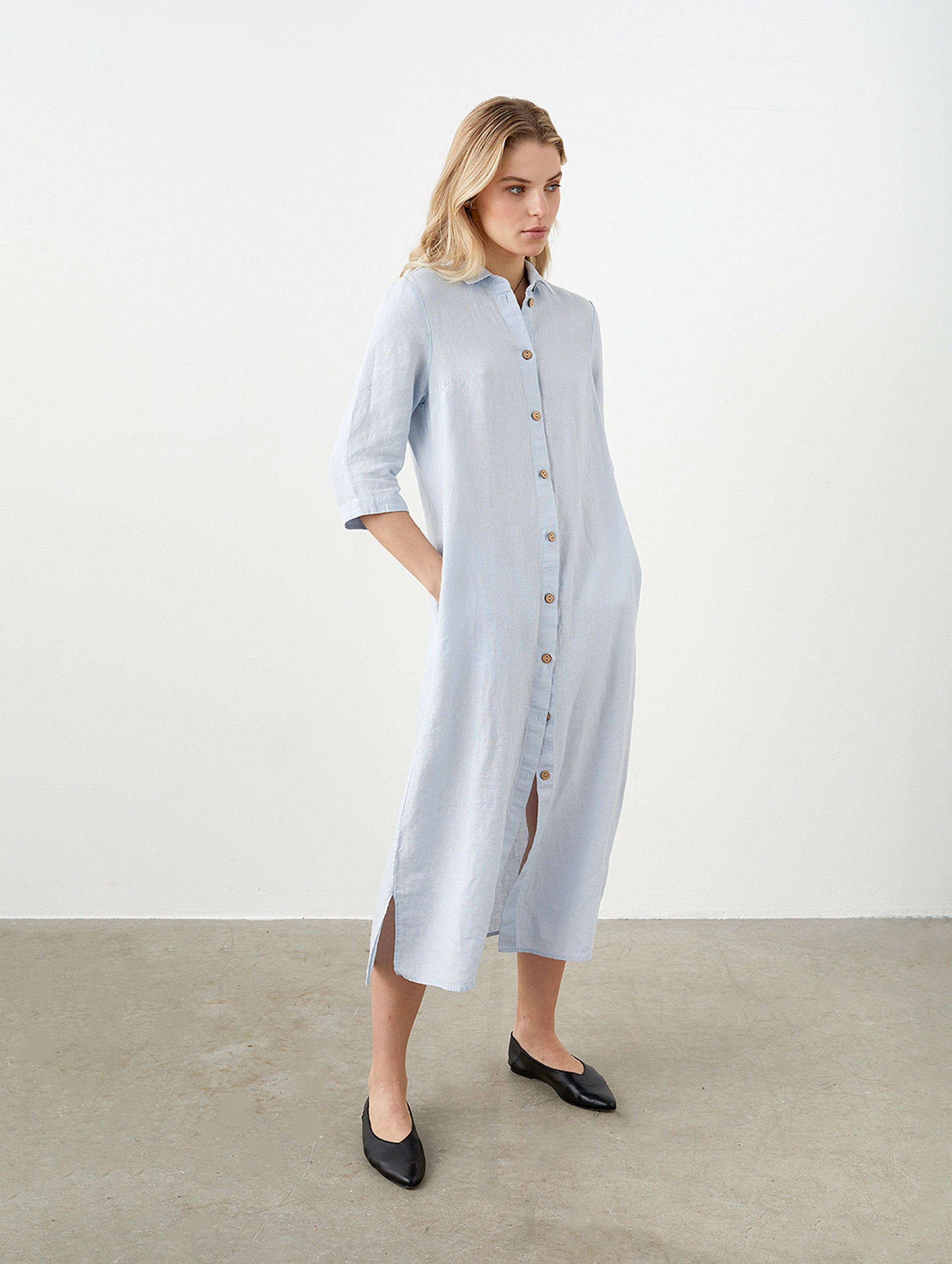 Linen Shirt Dress, Maxi Linen Dress, Button Front Dress Perfect