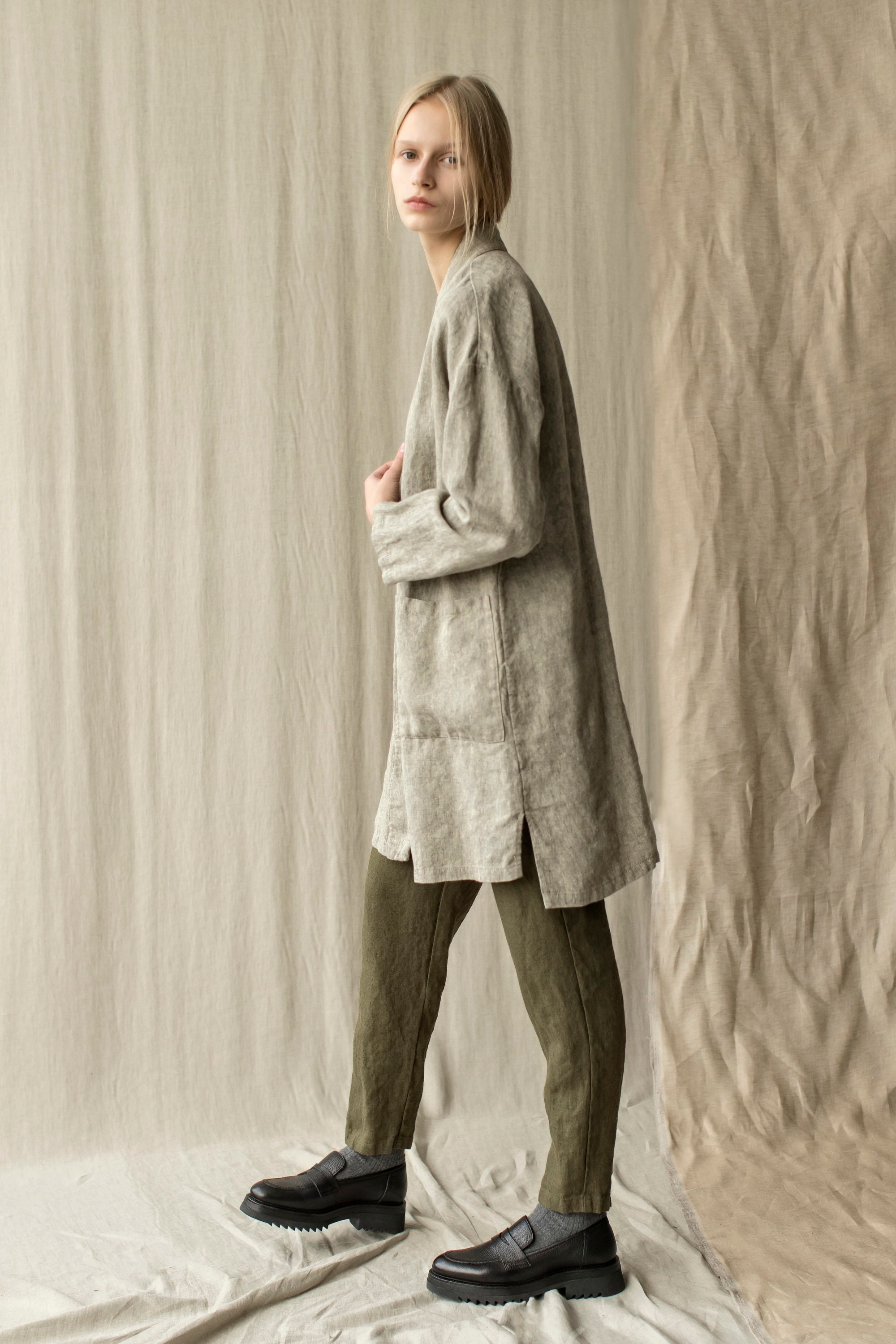 Linen overcoat with pockets duster coat linen topper linen | Etsy