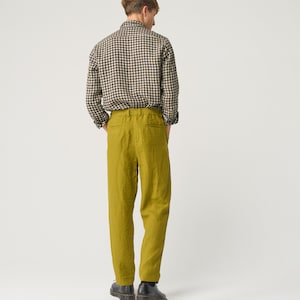 Tapered linen pants for men with zipper and elastic back, slightly pleated linen trousers NIKO zdjęcie 6