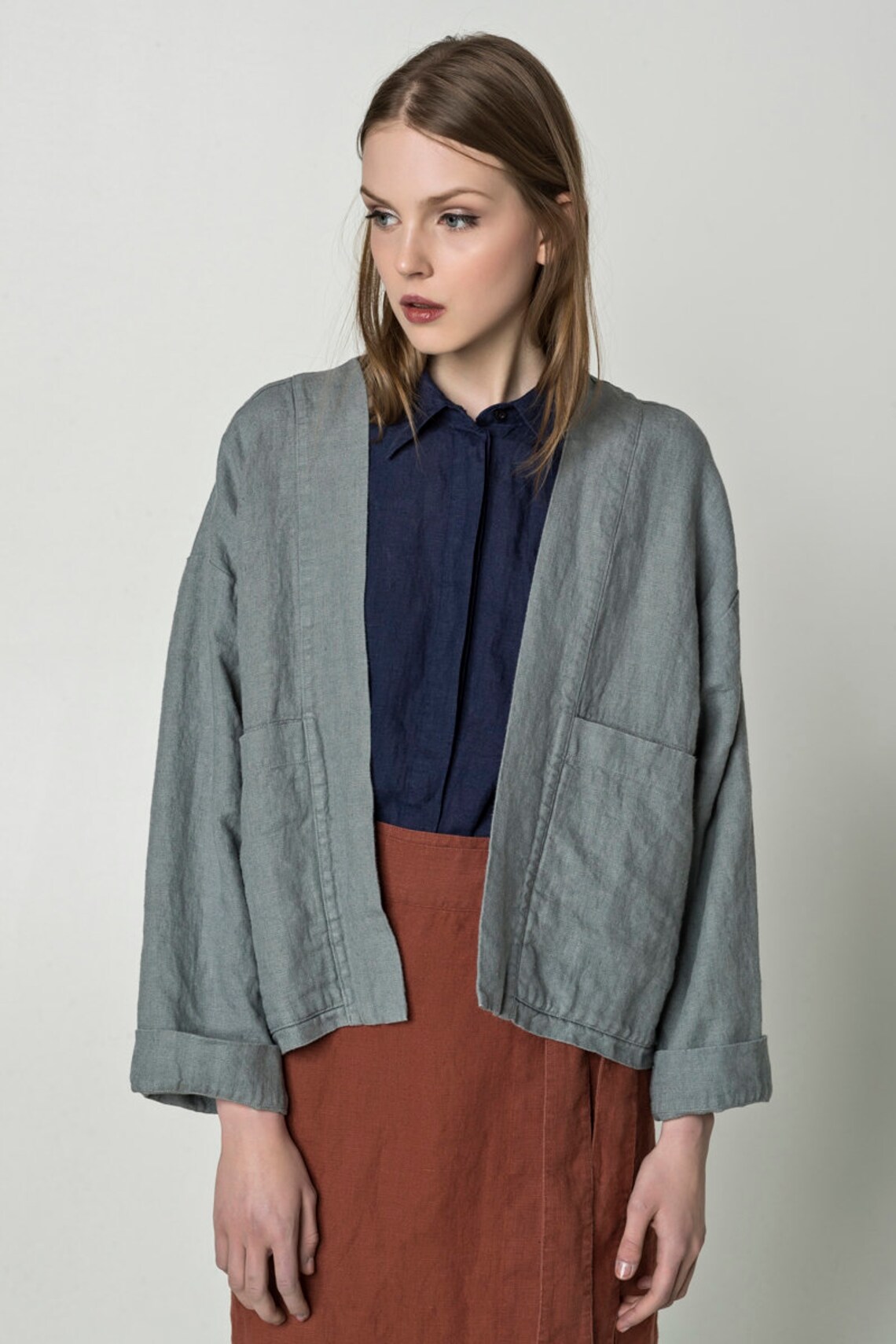 Linen kimono jacket for women loose kimono blazer linen Etsy