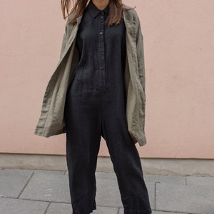 Sizes: S, XL. Ready-to-ship Heavy linen jumpsuit women, boiler suit, linen coveralls TEMPO image 2