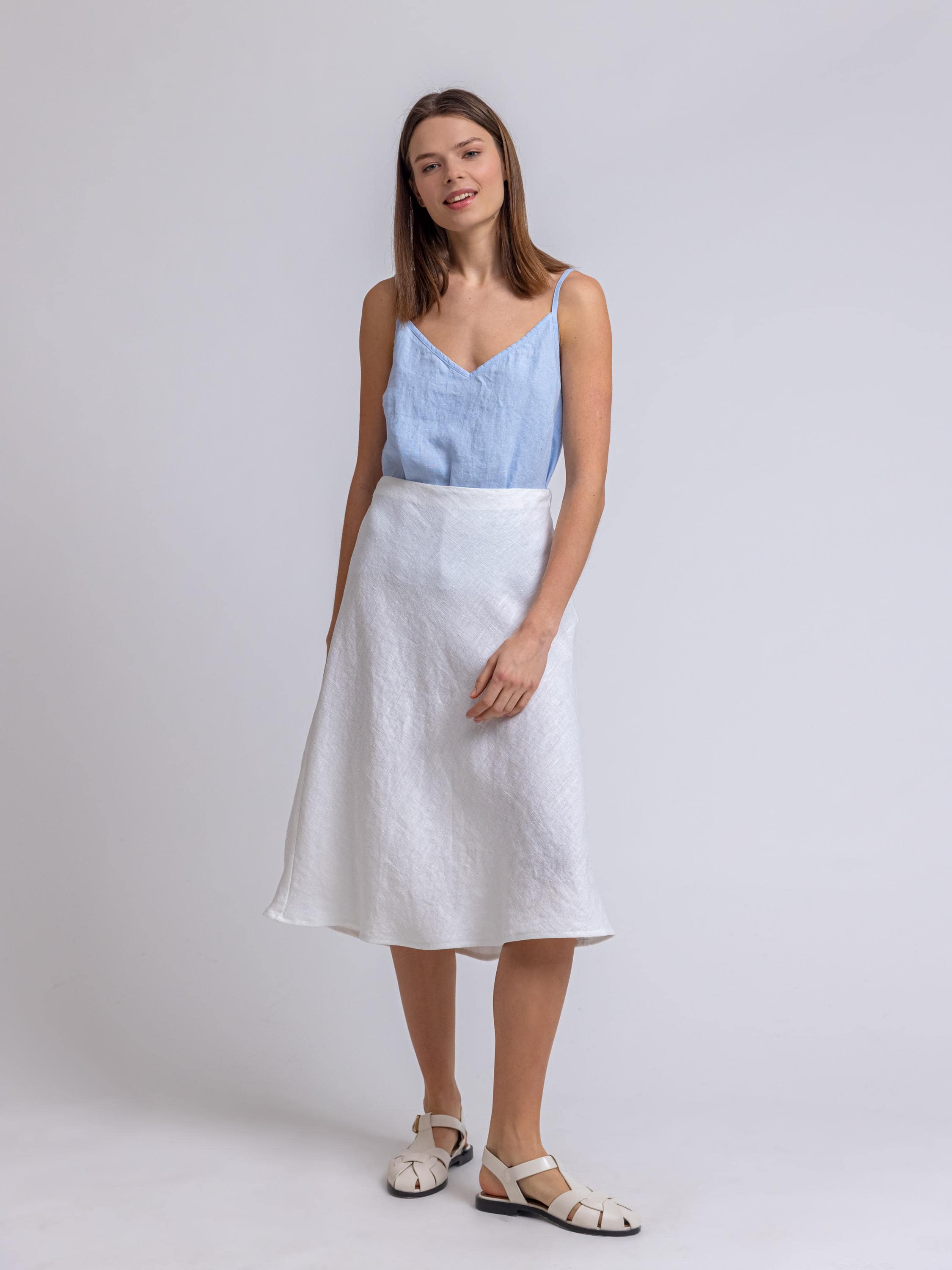 Jupe en lin bleue marine T.44 - Vêtements