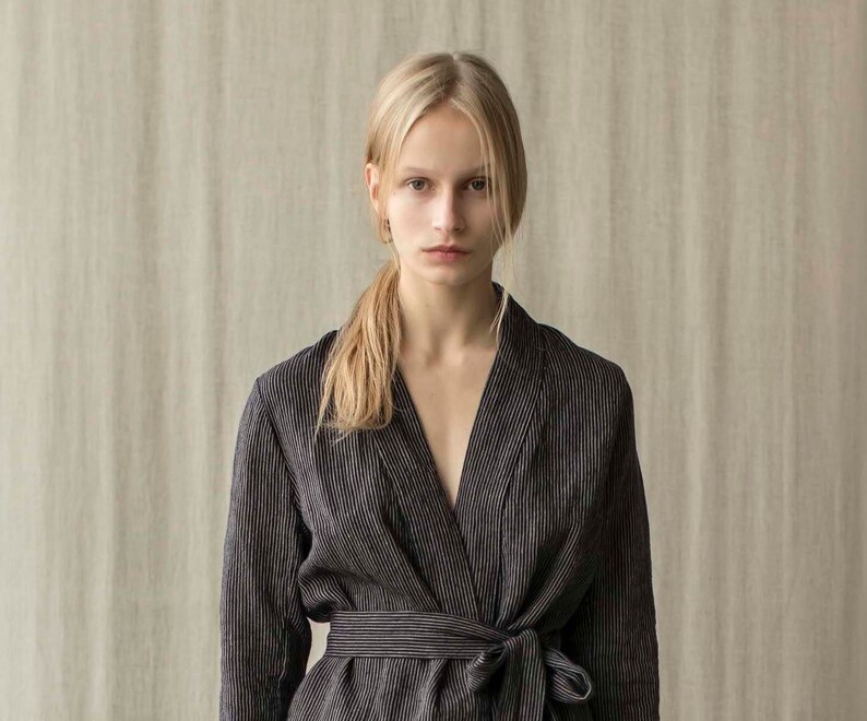 Linen Kimono Jacket Linen Jacket Women Heavy Linen Cardigan - Etsy