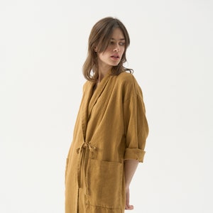 Linen kimono jacket, linen jacket women, linen duster, heavy linen robe, kimono coat, linen kimono robe, linen coat LOTUS