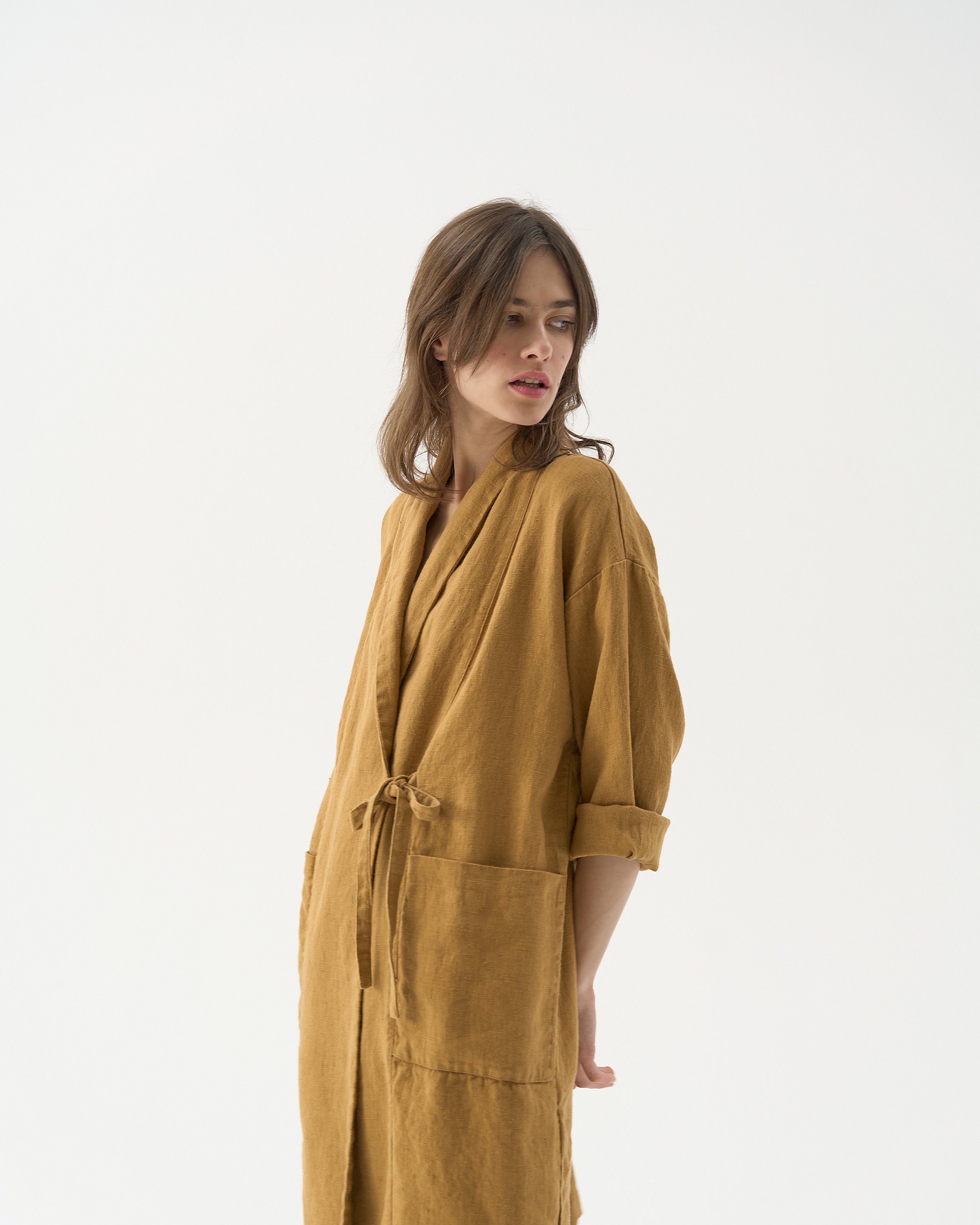 Linen Kimono Jacket, Linen Jacket Women, Linen Duster, Heavy Linen Robe,  Kimono Coat, Linen Kimono Robe, Linen Coat LOTUS 