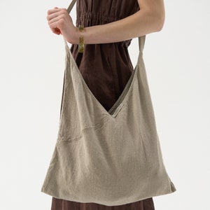 Sac à bandoulière en lin, sac à bandoulière, grand sac en lin avec poche pour un usage quotidien TENERIFE