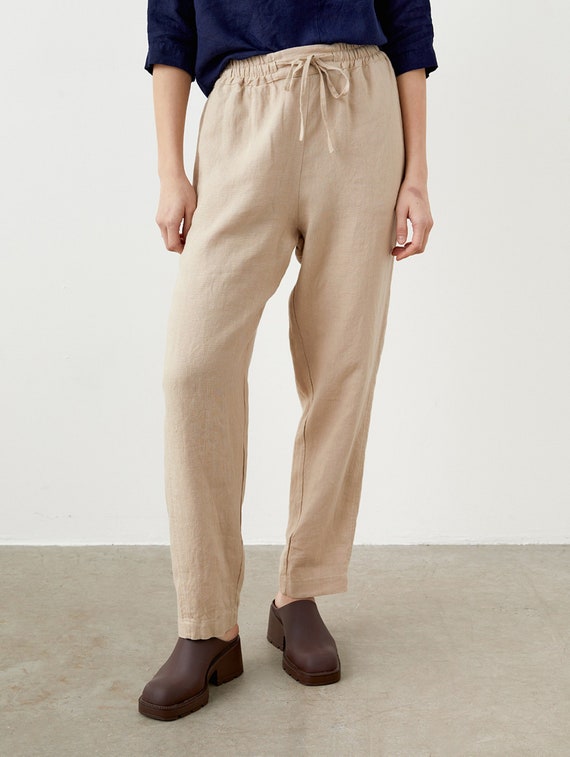 Buy Tapered Linen Pants for Women, Linen Trousers With Pockets
