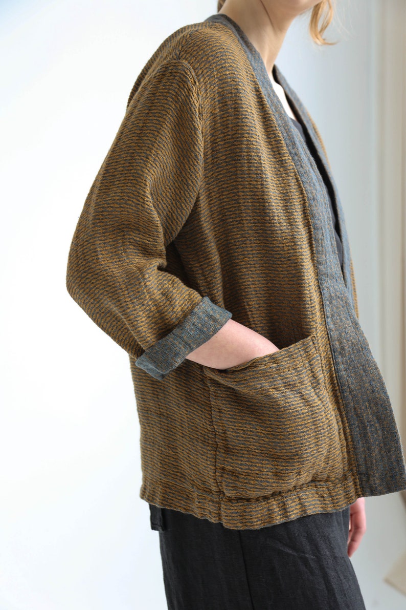 Exclusive linen cardigan, Linen kimono jacket, Linen jacket women, Linen blazer TOKYO zdjęcie 8