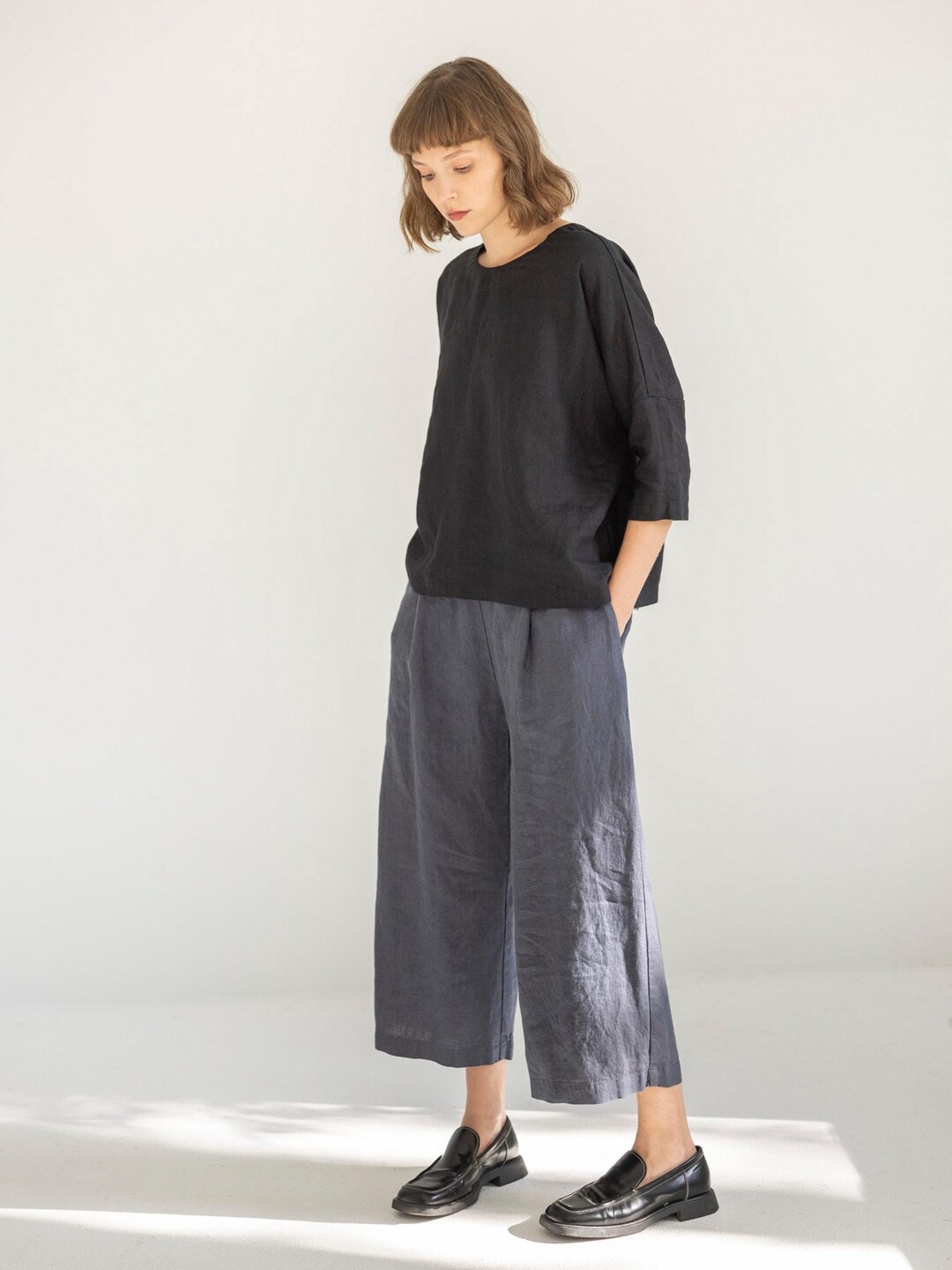 Adjustable Waist Linen Blouse main image 0