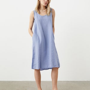 Loose summer linen dress, linen tank dress with pockets OLIVIA image 1