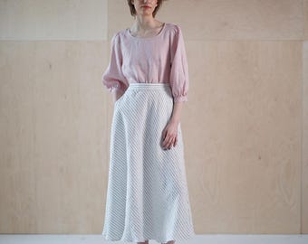 Size: S. Ready to ship, Balloon sleeve linen blouse, puffy sleeve linen top, loose-fit women blouse, linen shirt women POET