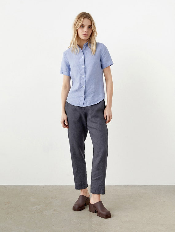 Tapered Linen Pants With Pockets, Cropped Linen Trousers, Linen Pants for  Women LATTE -  UK