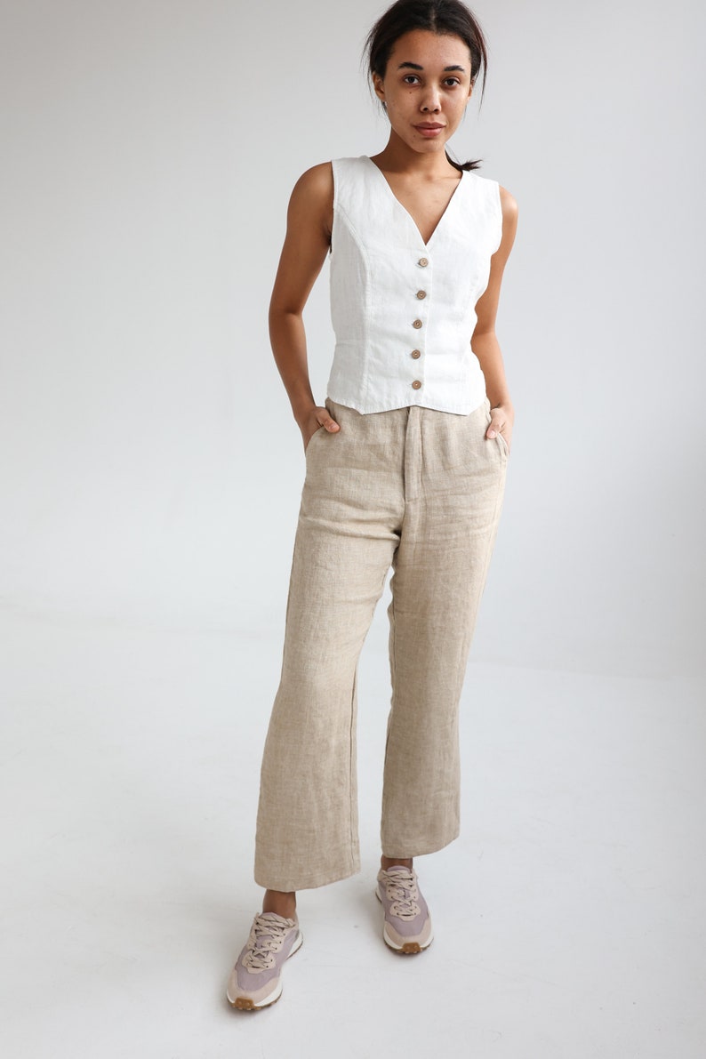 Linen Vest Woman Linen White Vest Top Linen Tank Top Linen Etsy