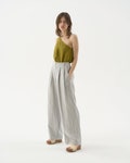 Wide leg linen pants with pockets, high waisted palazzo pants for women, pleated linen trousers MUSCAT product logo